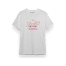 The Umbrella Academy Morty's Television Beyaz Kısa Kol Erkek Tshirt 001