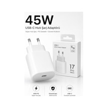 45w Usb-c Hızlı Şarj Adaptörü Beyaz Type-c Çıkışlı Kompakt Güç Adaptörü İphone 15 16 17 Pro Max Uyumlu