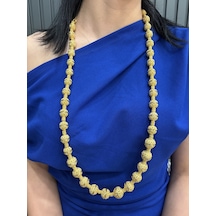 Fantazi Büyük Toplu Kolye 90 Cm Altın