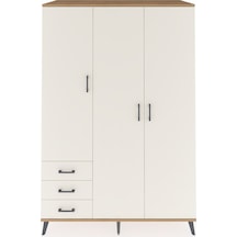Kronos Dolap 6 Raflı 3 Çekmeceli Tek Askılı 132x59x195 Çam-ay... Çam