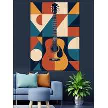 Ahşap Tablo Geometrik Renkli Modern Gitar Tasarımı