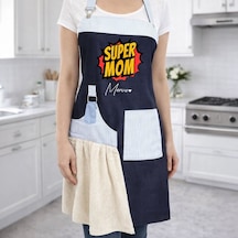 Bk Gift Kişiye Özel Anneler Günü Tasarımlı Pamuk Denim Havlu Detaylı Mutfak Önlüğü -3, Anneye , Anneler Günü si Kobitmeyencom36577 Bk Gift Renkli