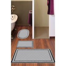 Dekoreko Kaymaz Taban Djt 3 Lü Banyo Paspas Takımı Trend Karışık Modern 603m gri