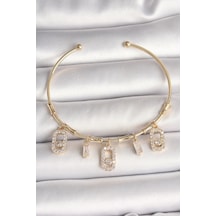 Pirinç Gold Renk Sallantı Zirkon Taşlı Messika Figür Charm Kadın Bileklik - Tj-bb6893 Diğer