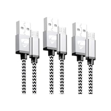 Micro-usb Hızlı Şarj Kablosu, 1 Metre , 2.1a, Kopmaz Naylon Örgülü Veri Kablosu, , Xiaomi Ve Micro-usb Girişli Tüm Cihazlar İle Uyumlu,