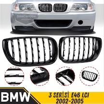 Bmw 3 Serisi E46 Lcı 2002-2005 Uyumlu Ön Panjur Böbrek Krom Izgara Diamond İthal Piano Black 1.sınıf Sağ Sol Takım