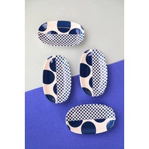 Tabak Evi Porselen Spotty Oval Kayık Tabak 15x8,5x2cm 4 Parça Çok Renkli