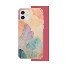 İphone 11 Uyumlu Renkli Yaprak Uv Baskılı Silikon Kılıf