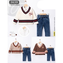 Canöz Bebe Triko Ceketli 3 Lü Erkek Takım 1-4 Yaş-3639546 - Kahverengi Kahverengi
