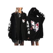 Tarzsokak Unisex Hoodie Fermuarlı Anime Demon Cleaver Slayer Mod.483 14681 Siyah