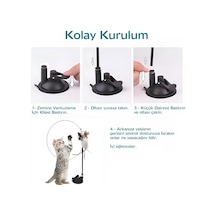 Vantuzlu Tüylü Zilli Olta Kedi Oyuncağı 2 Oltalı, Esnek Yaylı, Avcılık İçgüdülerini Geliştiren, Kediler İçin Eğlenceli Ve Dayanıklı Oyuncak