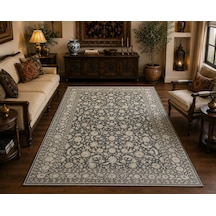 Hoom Rugs Elegant 006 Antrasit Vizon Doğal Elyaf Yansımalı Klasik Desenli Salon Halısı