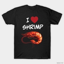 Flood Of Style I Love Shrimp Erkek Kadın Tişörtü %100 Pamuklu Tişörtler Kısa Kollu Üstler 0202-3 Çok Renkli