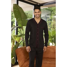 Kly 9267 V Yaka Boydan Düğmeli Erkek Pijama Takım 001