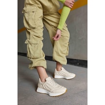 Hello Bej Hakiki Deri Kadın Sneaker-Bej