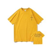 Flood Of Style Erkek Sarı Cactus Jack Baskılı Oversize Bisiklet Yaka Tshirt