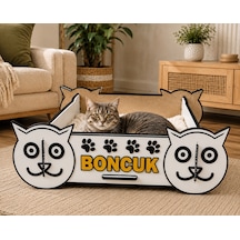 Kedi Figürlü Ahşap Kedi Yatağı 55x42 Cm 6 Mm Mdf Demonte Tasarım