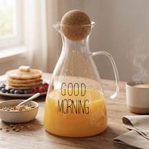 Zvnm Yuvarlak Mantar Kapaklı Sürahi - 1500 Ml - Yüksek Kaliteli Cam Zcv12