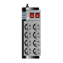 Suwors Akım Korumalı 8 Li Grup Priz 2 Metre 3 Usb Girişli Anahtarlı Çoklu Uzatma Kablosu 4000w Güvenli Priz Çoklayıcı