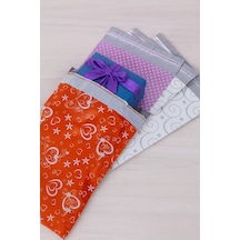 Parlak Metalize Hediye Poşeti Ağzı Bantlı Renkli Desen Paketleme Poşeti 25x35 Cm 100 Adet