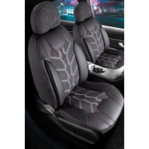 Fiat Egea Lounge Uyumlu Lüx Deri Detaylı Keten Oto Koltuk Kılıfı Ön Arka Takım Karaca Siyah