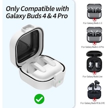 Safe-pod Samsung Galaxy Buds4 Pro/buds 4 İçin Kılıf Güvenlik Kilit Tasarımlı Tam Koruma Sağlayan Galaxy Buds4 Kulaklık Kılıfı Pc+tpu Hybrid Tasarım Samsung Buds 4 Pro Kılıfı Beyaz