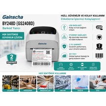 Gainscha By248d Gs2408d Barkod Etiket Yazıcı Usb/lan Ribonsuz Beyaz