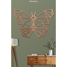 Geometrik Kelebek - Metal Duvar Tablosu - Bronz - 21 X 30 Cm