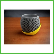 Vaveni 3d Baskı Küre Saksı - Kafes Dokulu İki Parçalı Dekoratif Saksı - Gri-sarı Arz