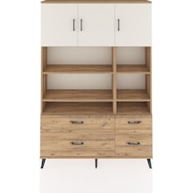 Arges Dolap 10 Raflı 4 Çekmeceli 3 Kapaklı 132x30x195 Çam-aytaşı/çam Aytası/atlas Çam