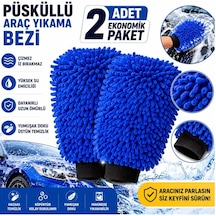 Oto Yıkama Eldiveni Püsküllü Model Mikrofiber Temizleme Oto Bakım Ve Yıkama Eldiveni 2 Adet