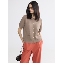 Lcw Everyday Kahverengi Polo Yaka Kadın Triko Hırka