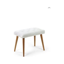 Gürgen Retro Ahşap Ayaklı Handmade Pofidik Puf Bench Koltuk Beyaz,