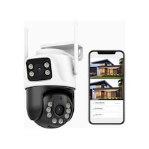 6mp Dual-lens Ptz Cctv Güvenlik Kamerası Aı İnsan Algılama Ip66 Su Geçirmez H.265 360 Görüş Beyaz