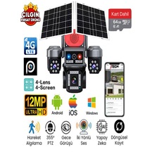 Jtech Jt-s445 3mp+3mp+3mp+3mp 12mp Aov E-sim 4g 2xsolar Panelli 4 Kameralı 1 Ptz Akıllı Kamera + 64gb Sd Kart