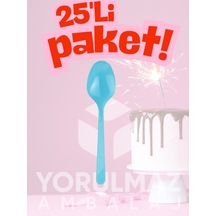 Happy Party Açık Mavi Plastik Kaşık 25 Li Tek Kullanımlık, Dayanıklı Ve Parti & Davetler İçin Şık Kaşık Açık Mavi