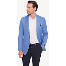 Ysf Erkek İndigo Mavi Regular Fit Sivri Yaka Tek Ceket 001