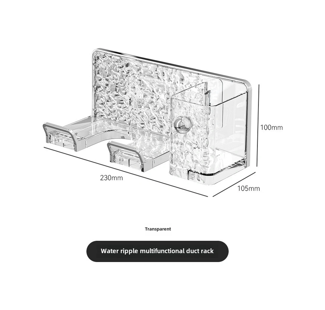 Fosenze Banyo Duş Makinesi Tutucu, Plastik Duvarlı Depolama Rak, Delme Yok, Çok Fonksiyonlu Saç Kurutucu Stant Şeffaf Gümüş Diğer