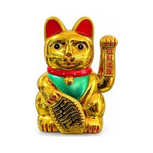 Güneş Enerjili Sallanan Şans Kedisi - Maneki Neko Sevimli Biblo Enerji Veren Ofis Dekoru