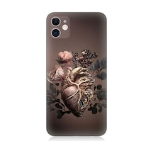 Apple Uyumlu iPhone 12 Kalp Ve Gül Desenli Silikon Kılıf