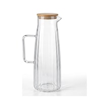 Bambu Kapaklı Borosilikat Cam Yağdanlık Ve Sürahi 1000ml 11x26cm Çok Amaçlı İçecek Ve Sıvı Gıda Saklama Çok Renkli