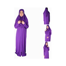 Açık Menekşe Moru Fermuarsız Namaz Elbisesi Mor