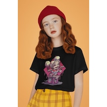 Sevbano Harley Quinn Joker Baskılı Unisex Film Karakteri Çocuk Tişört 1- Siyah