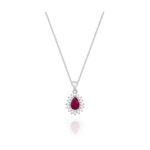 Gümüş Kolye Kök Yakut Taşlı Damla Model Rodyumlu 925 Ayar St123