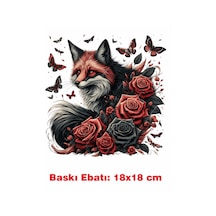 Tilki Gotik Temalı Ütü İle Yapışan Tekstil Kumaş Tişört Dtf Baskı 3527