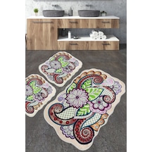 Forme Banyo Halısı Djt 3 Lü Set Banyo Halısı Paspas Yıkanabilir Kaymaz Çok Renkli