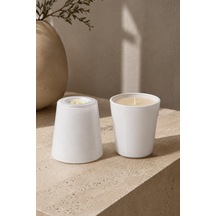 2 Li Beyaz Cam Çift Kullanımlı Mumluk Tealight Ve Bardak Mum Dekoratif Seti