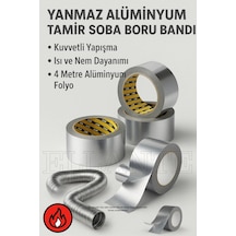 Yanmaz Aliminyum Tamir Soba Boru Bandı 4 Metre Aliminyum Folyo