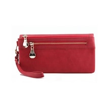 Kırmızı Yogodlns Vintage Buzlu Deri Kadın Uzun Cüzdan Moda Bileklik Debriyaj Çanta Çanta