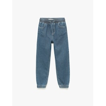 Koton Pamuklu Beli Bağcıklı Jogger Denim Pantolon Dark Indıgo 6wkb40003td Koyu İndigo